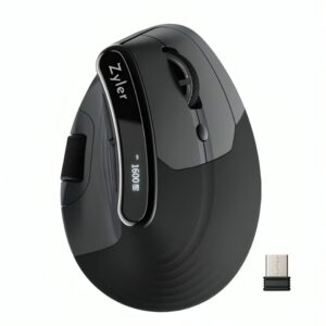 Zyler Ergonomic Vertical Mouse - Wireless Tri-Mode, Dual-Wheel, OLED Display